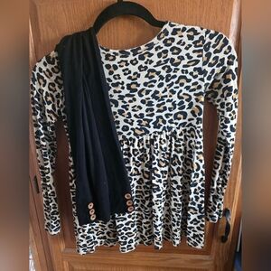 Posh Peanut 10Y Girls Leopard Print Long-Sleeve Top And Black Leggings Set